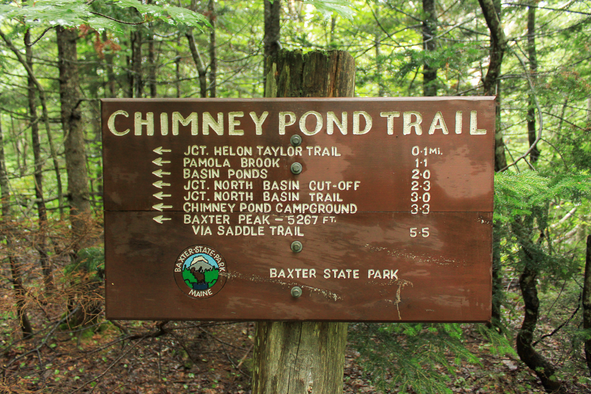 Chimney Pond Trail sign